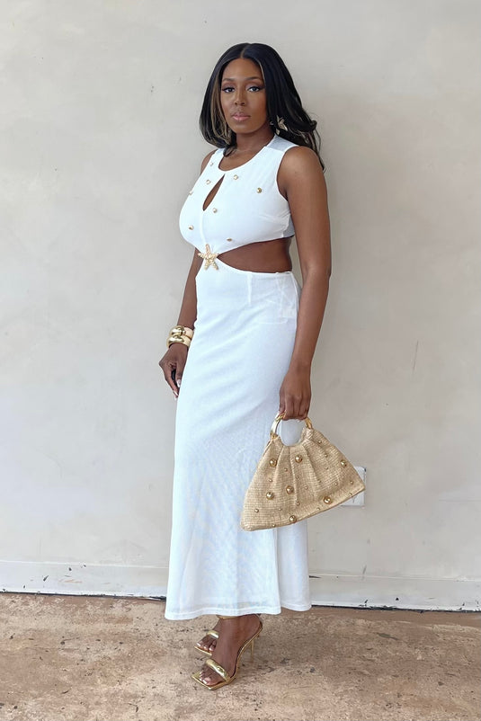 White Sands Crochet Maxi Dress
