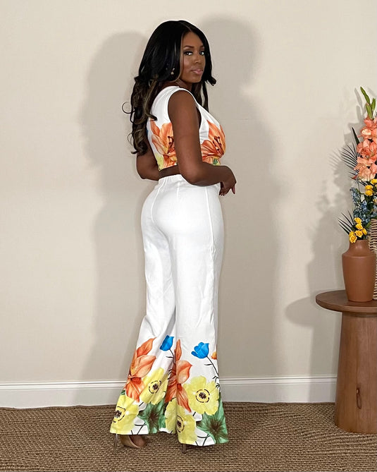Sunny Meadow Floral Print Pant Set