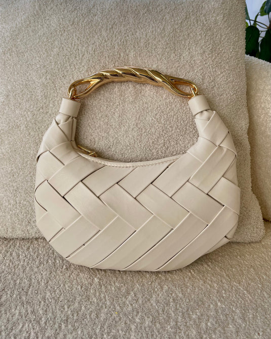 Kelly Woven Crossbody Handbag - Oatmilk