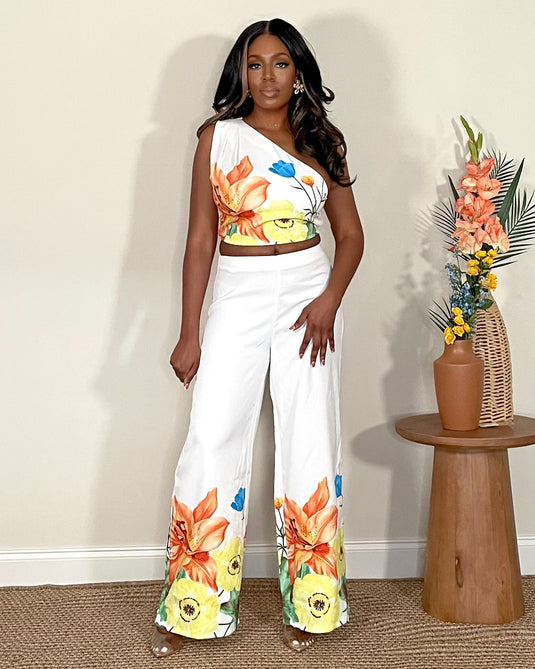 Sunny Meadow Floral Print Pant Set