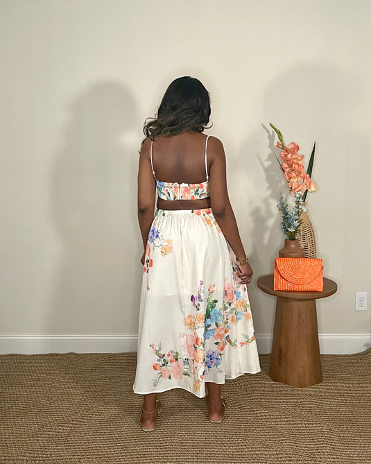 Botanical Bliss Floral Print Midi Dress