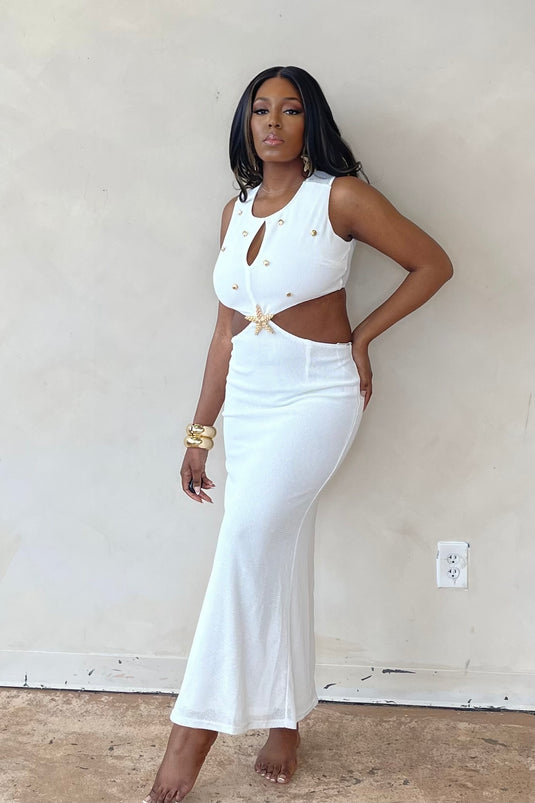 White Sands Crochet Maxi Dress