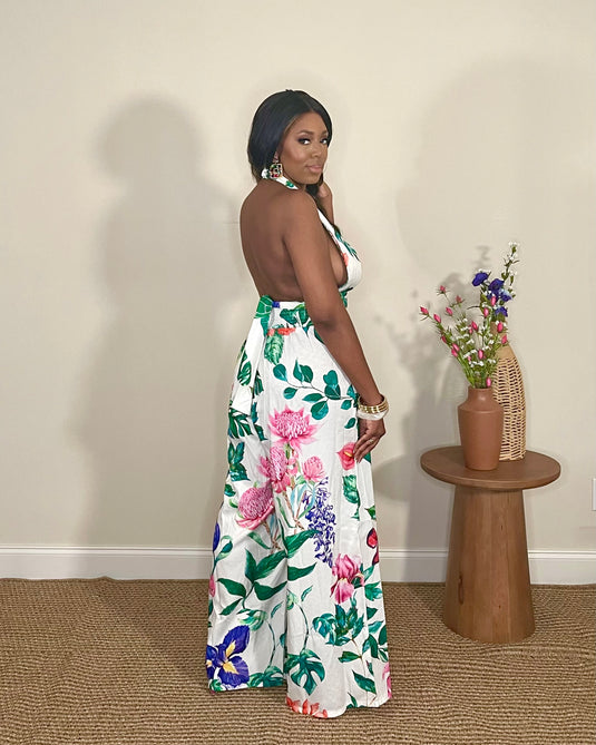 Garden Party Floral Halter Jumpsuit