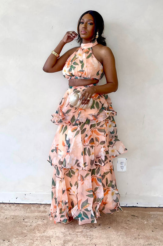 Peachy Keen Tiered Skirt Set