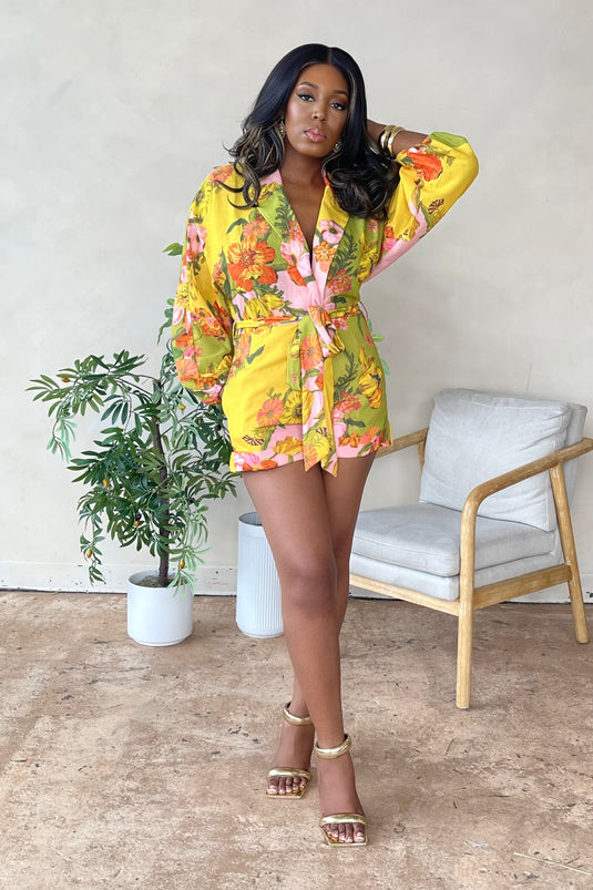 Wild Flower Floral Romper - Yellow Multi