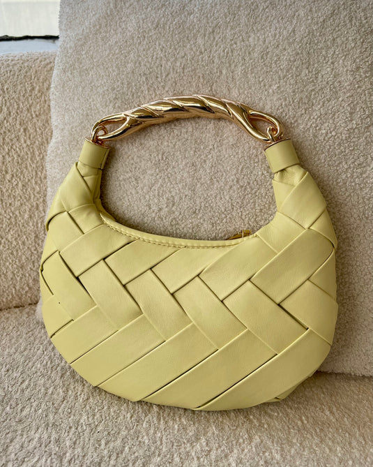 Kelly Woven Crossbody Handbag - Butter Yellow