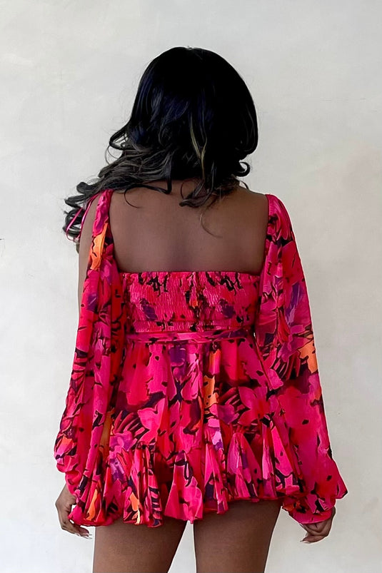 Cutesy Girl Flutter Romper - Fuchsia