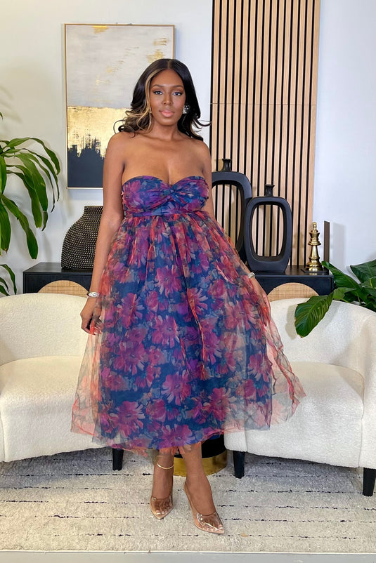 Purple Reign Organza Dress - Purple/Navy Multi