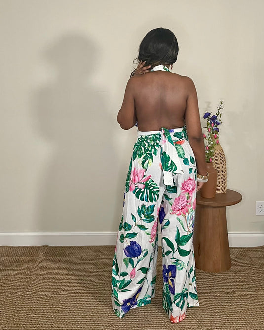 Garden Party Floral Halter Jumpsuit