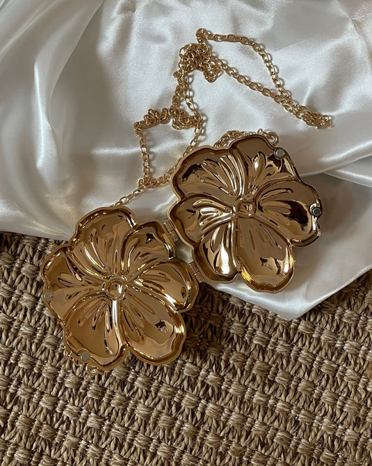 Mini Flower Clutch - Gold