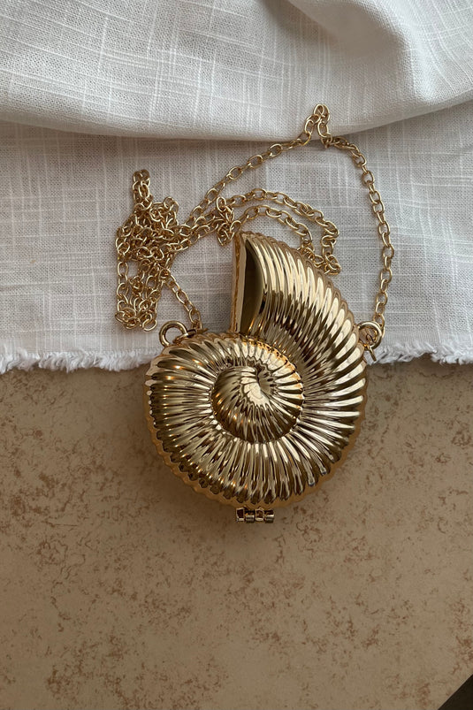 Venae Mini Seashell Clutch - Gold