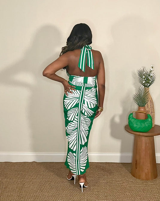 Sunny Livin' Palm Print Dress - Green