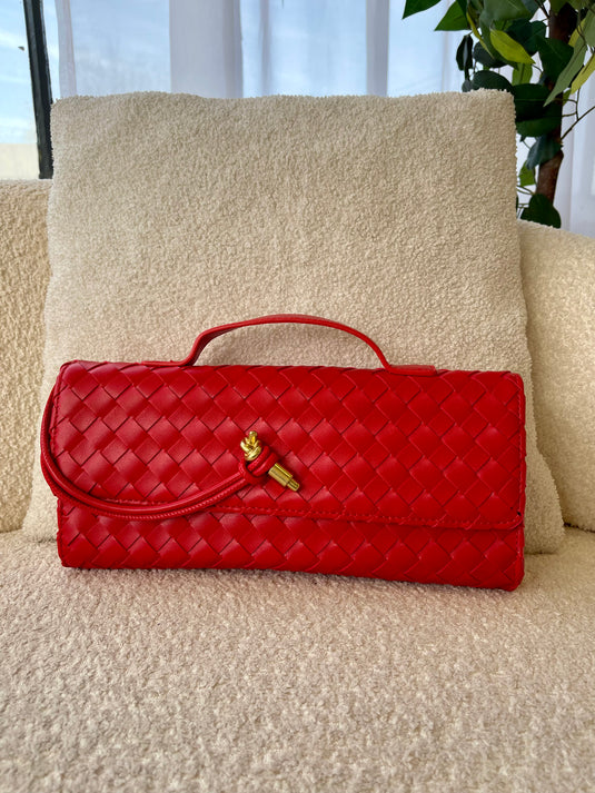 Niama Woven Clutch - Red