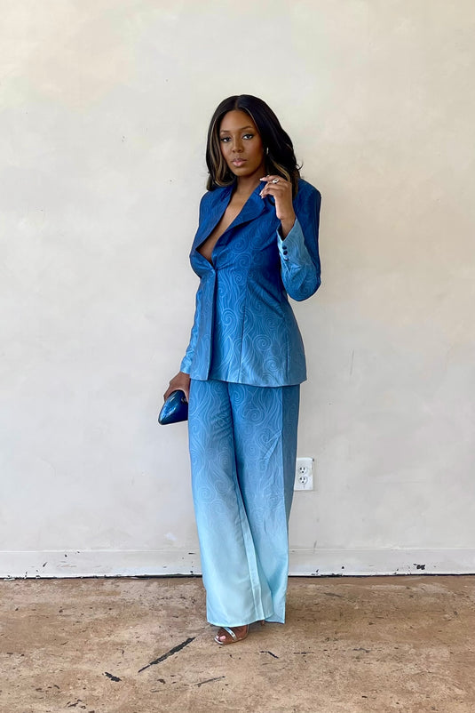 SHE E O Ombre Pant Suit - Blue