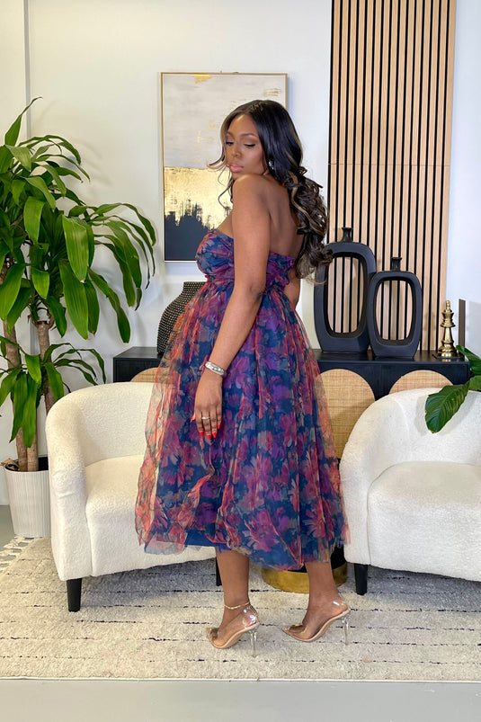 Purple Reign Organza Dress - Purple/Navy Multi