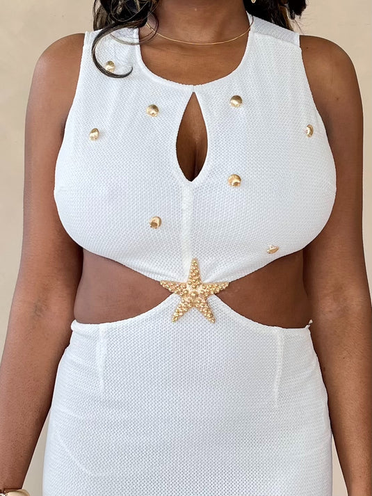 White Sands Crochet Maxi Dress