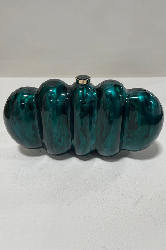 Diana Acrylic Marbled Clutch - Emerald Green