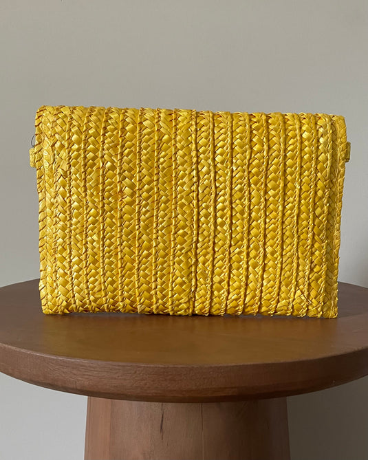 Lonnie Straw Envelope Clutch - Yellow