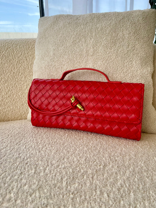 Niama Woven Clutch - Red