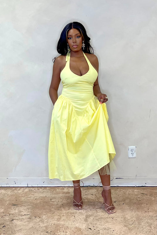 Give Me Romance Tulle Maxi Dress - Yellow