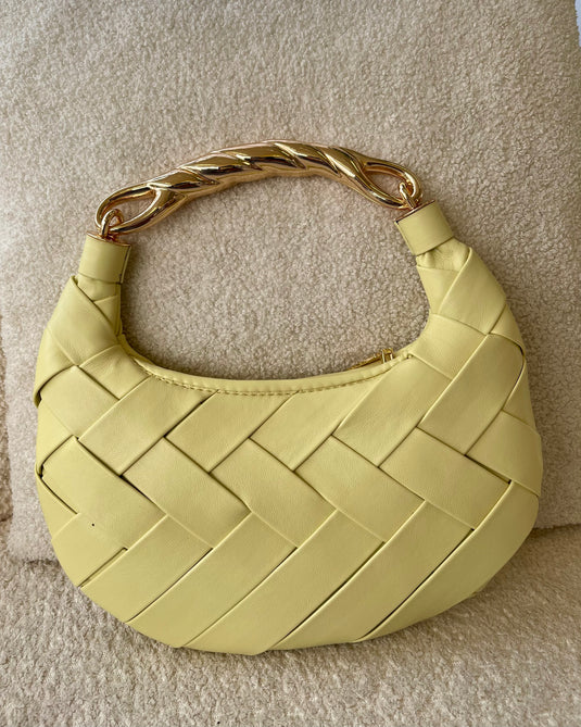 Kelly Woven Crossbody Handbag - Butter Yellow