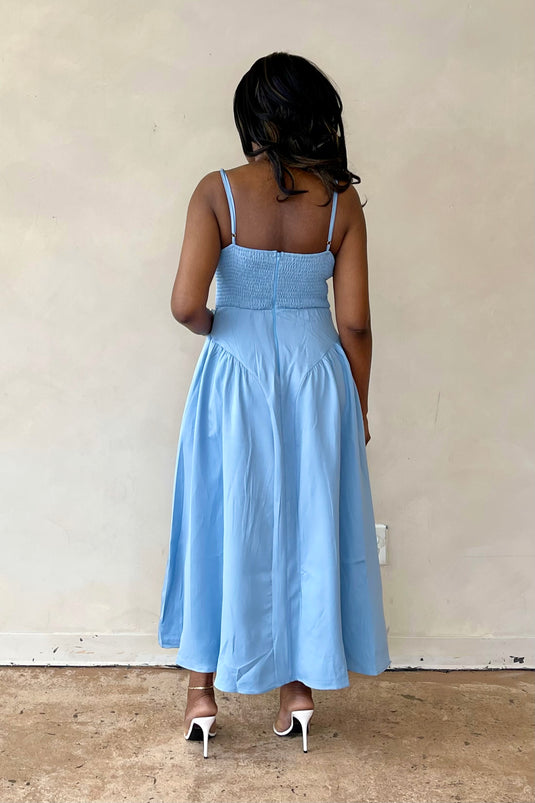 Prissy Petals Floral Maxi Dress - Blue