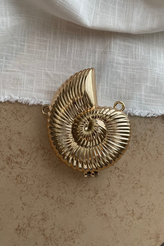 Venae Mini Seashell Clutch - Gold