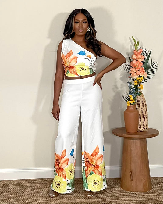Sunny Meadow Floral Print Pant Set