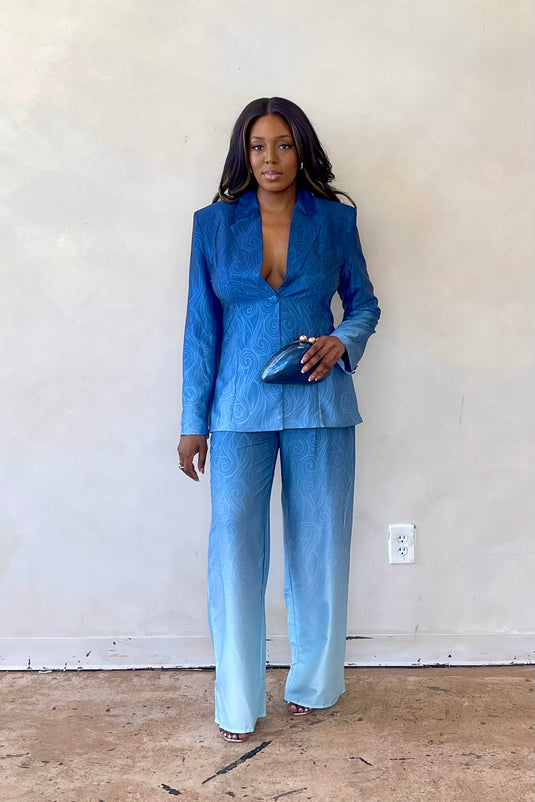 SHE E O Ombre Blazer Set - Blue
