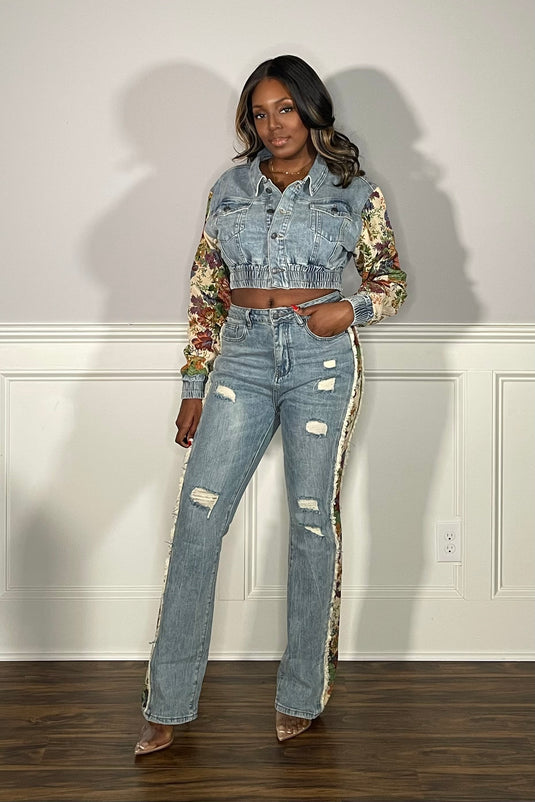 Fly Girls Only Tapestry Denim Set