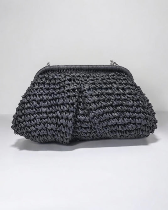 Adelaide Woven Clutch - Black