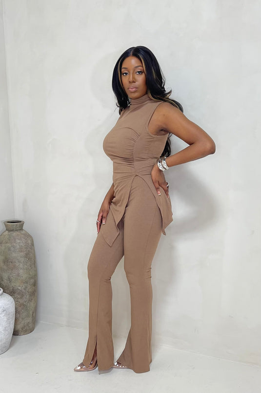 Take Two Mock Neck Pant Set - Mocha