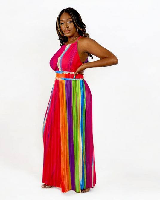 Off Limits Sleeveless Pleated Jumpsuit - Multicolor