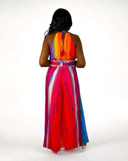 Off Limits Sleeveless Pleated Jumpsuit - Multicolor