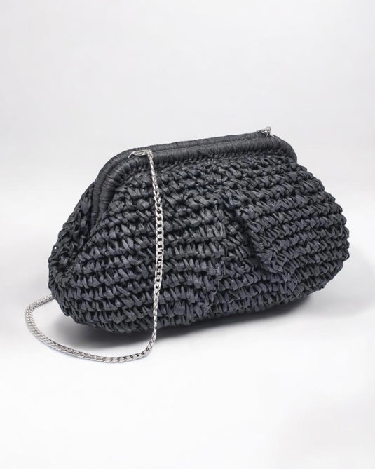 Adelaide Woven Clutch - Black