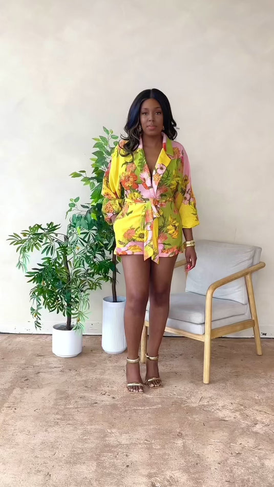 Wild Flower Floral Romper - Yellow Multi